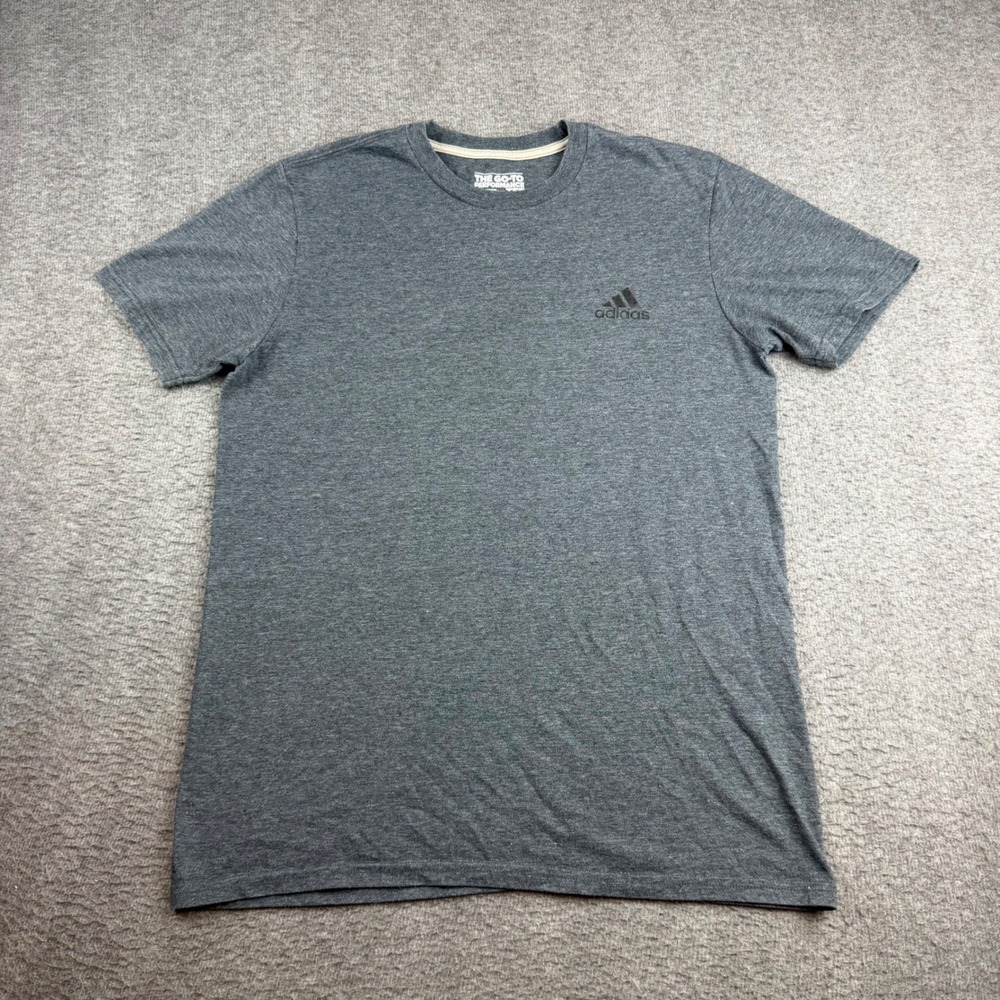 Adidas T-Shirt Men's Medium Gray Climalite Go-To Performance Tee Short Sleeve